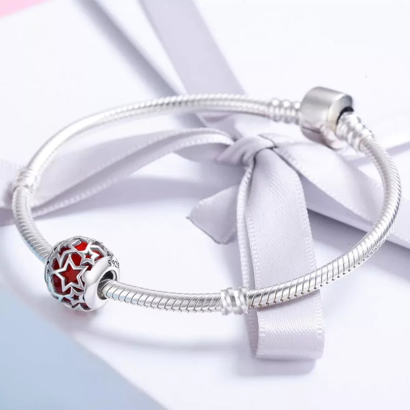 (imagen para) Charm de Estrellas Románticas de Plata Estilo Pandora - SCC509 - Ver 4