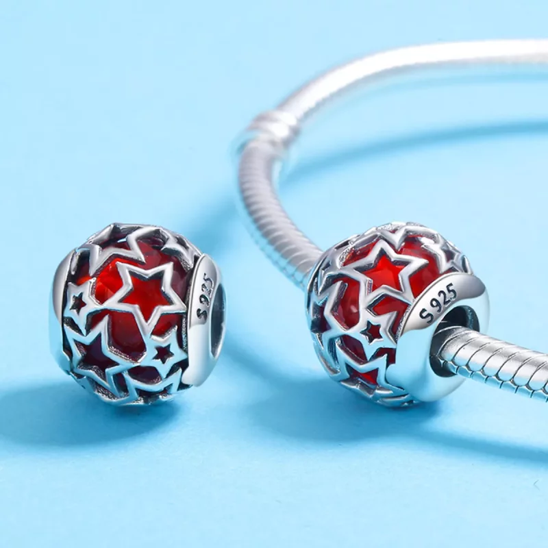 (imagen para) Charm de Estrellas Románticas de Plata Estilo Pandora - SCC509 - Ver 5