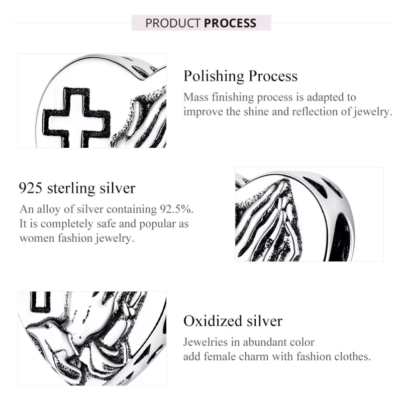 (imagen para) Charm de fe en plata estilo Pandora - BSC317 - Ver 7
