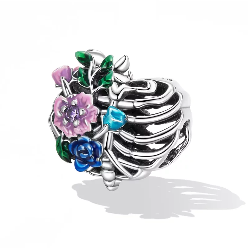 (imagen para) Charm de Flor de Cinta de Amor al Estilo Pandora - SCC2239 - Ver 2