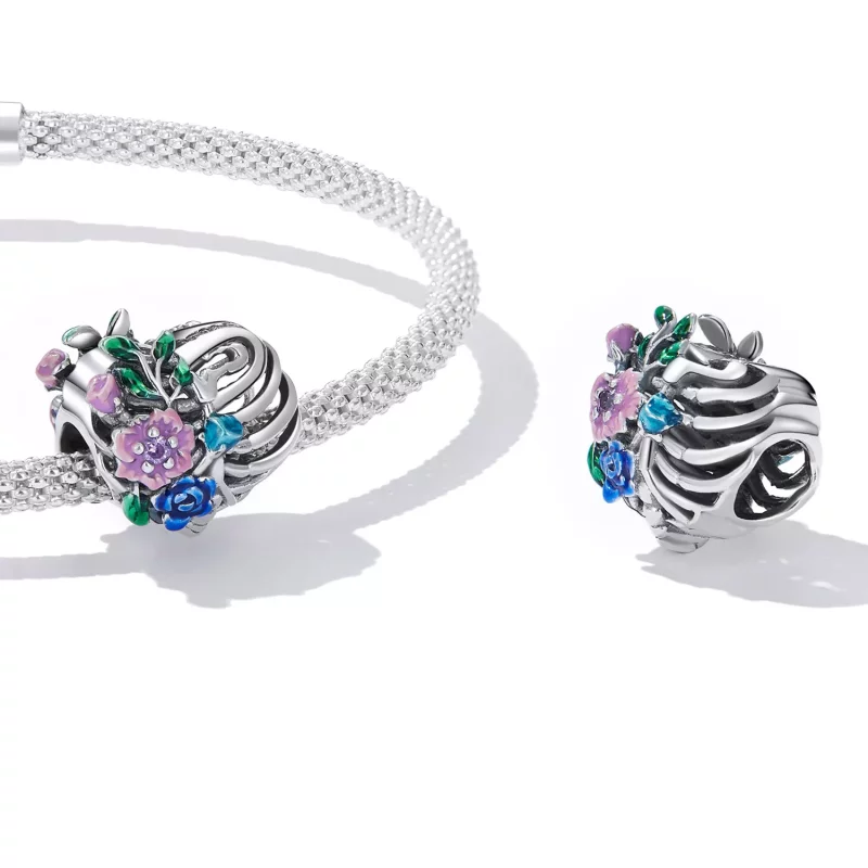 (imagen para) Charm de Flor de Cinta de Amor al Estilo Pandora - SCC2239 - Ver 4