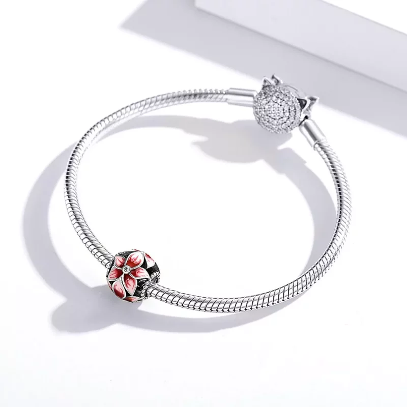 (imagen para) Charm de flor floreciente de estilo Pandora en plata - SCC1707 - Ver 3