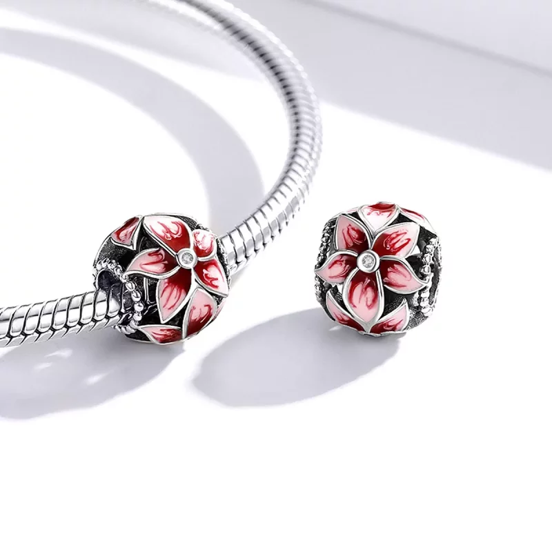 (imagen para) Charm de flor floreciente de estilo Pandora en plata - SCC1707 - Ver 4