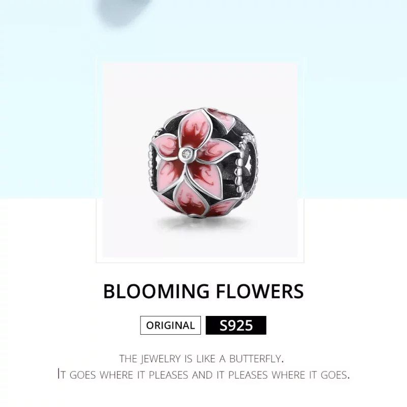 (imagen para) Charm de flor floreciente de estilo Pandora en plata - SCC1707 - Ver 6