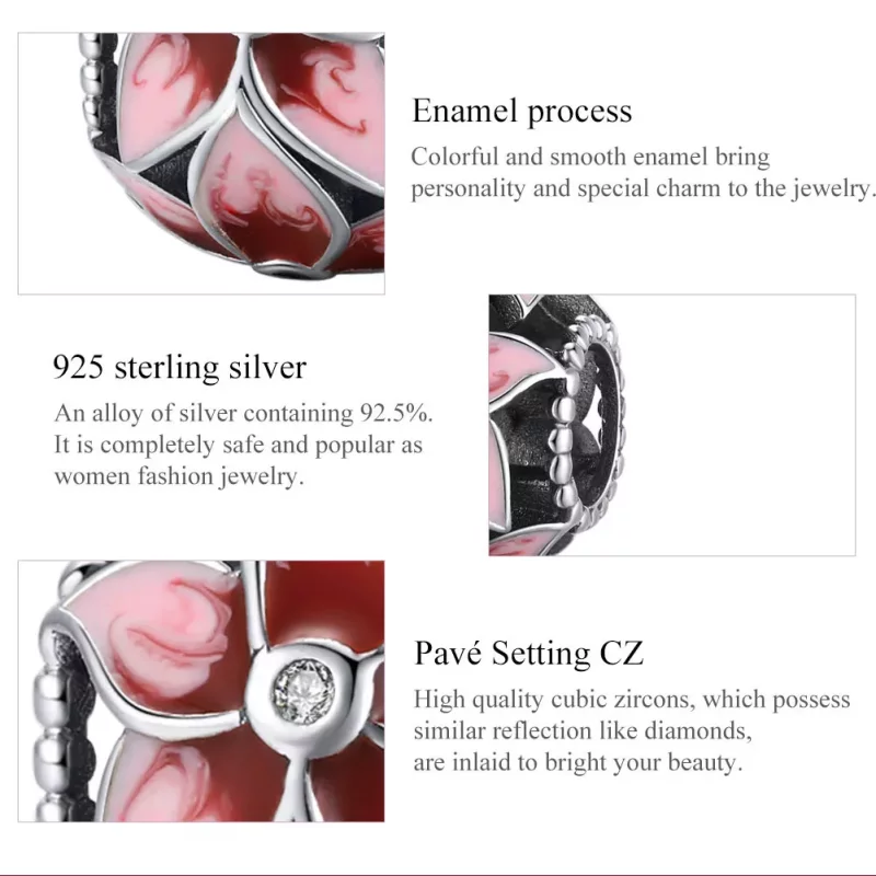 (imagen para) Charm de flor floreciente de estilo Pandora en plata - SCC1707 - Ver 7