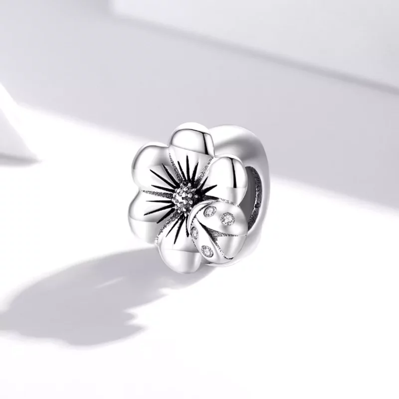(imagen para) Charm de Flor en Flor de Plata Estilo Pandora - SCC1722 - Ver 2