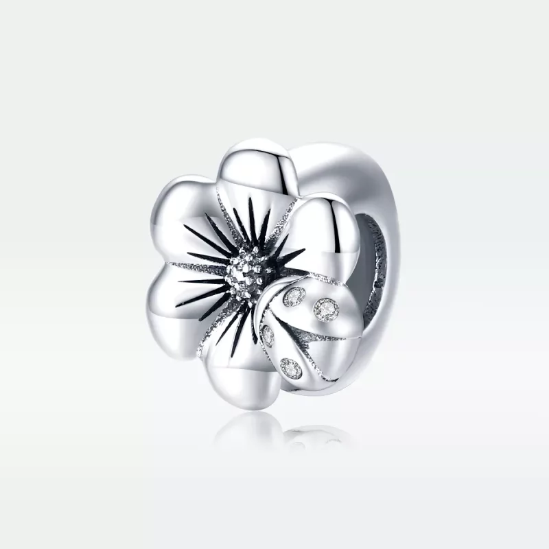 (imagen para) Charm de Flor en Flor de Plata Estilo Pandora - SCC1722 - Ver 5