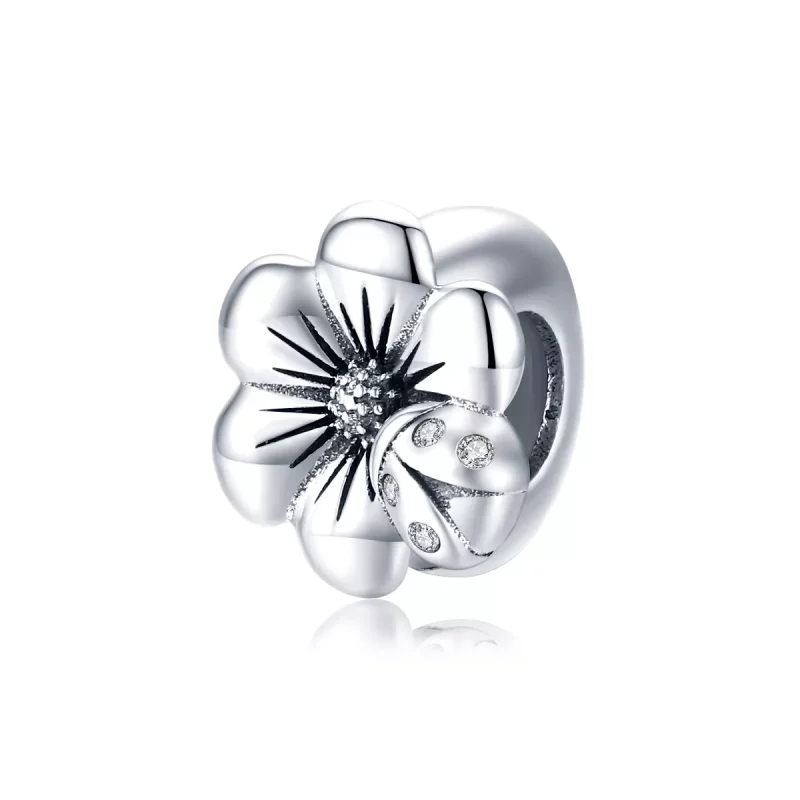 (imagen para) Charm de Flor en Flor de Plata Estilo Pandora - SCC1722