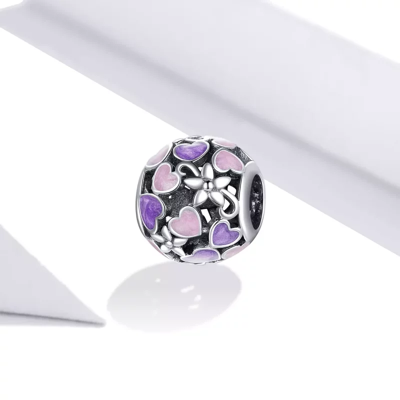(imagen para) Charm de Flores de Amor en Plata Estilo Pandora - SCC1798 - Ver 2