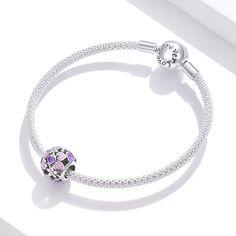 (imagen para) Charm de Flores de Amor en Plata Estilo Pandora - SCC1798 - Ver 3