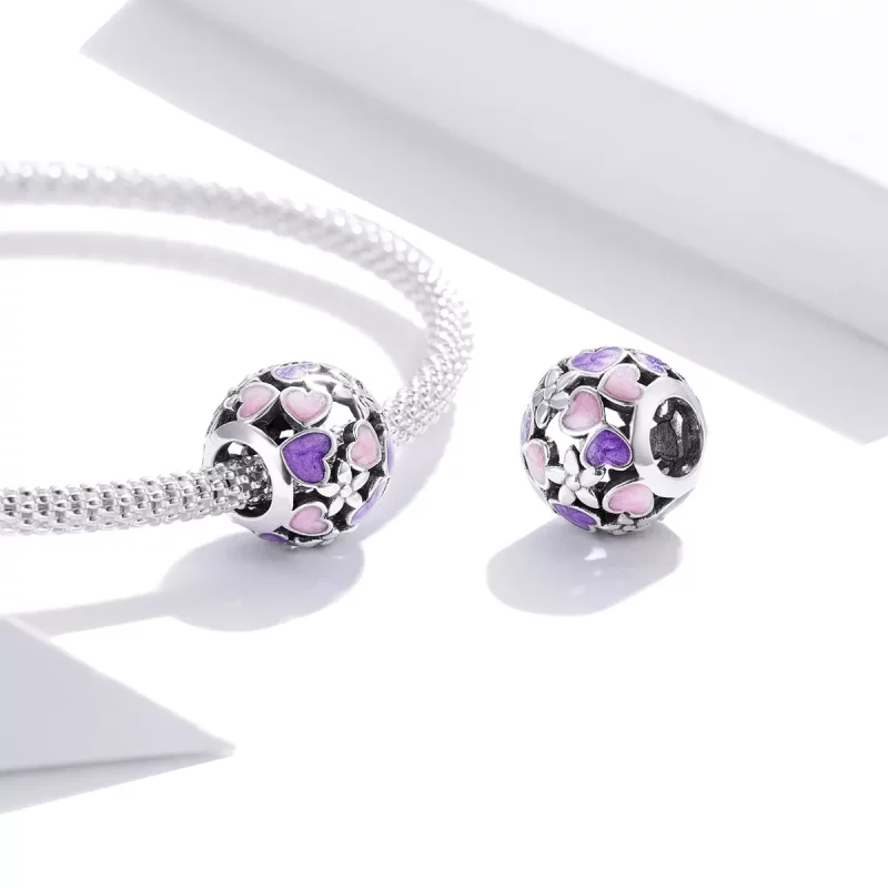 (imagen para) Charm de Flores de Amor en Plata Estilo Pandora - SCC1798 - Ver 4