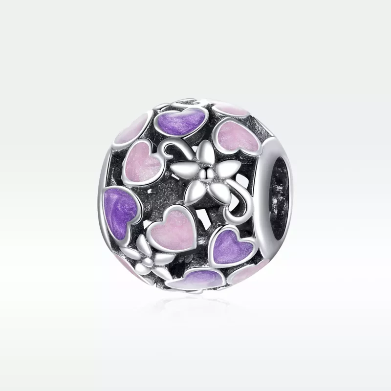 (imagen para) Charm de Flores de Amor en Plata Estilo Pandora - SCC1798 - Ver 5