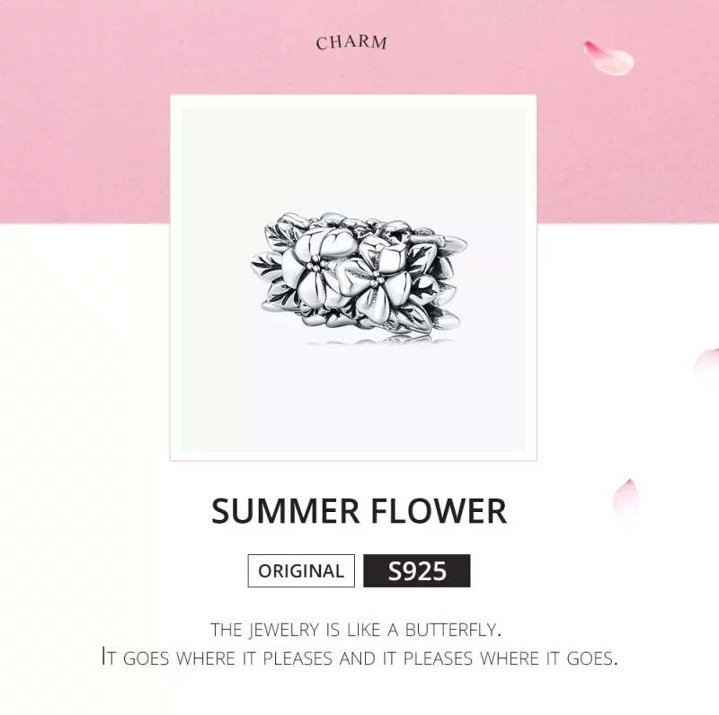 (imagen para) Charm de flores de verano en estilo Pandora de plata - SCC1488 - Ver 5
