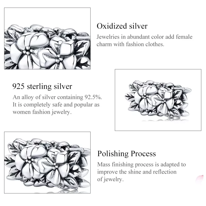 (imagen para) Charm de flores de verano en estilo Pandora de plata - SCC1488 - Ver 6