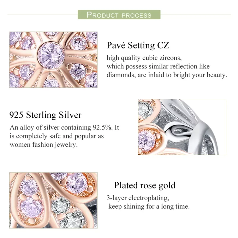 (imagen para) Charm de Flores en Dos Tonos en Estilo Pandora - SCC922 - Ver 7