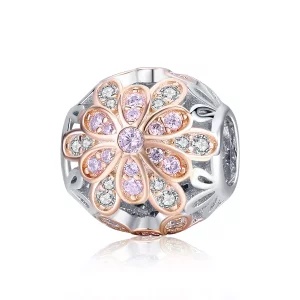 (imagen para) Charm de Flores en Dos Tonos en Estilo Pandora - SCC922