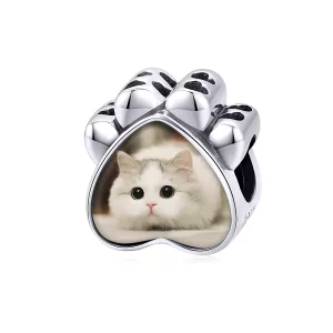 Charm de foto personalizado estilo Pandora con pata de gato - SCC1436 (imagen para) Charm de foto personalizado estilo Pandora con pata de gato - SCC1436