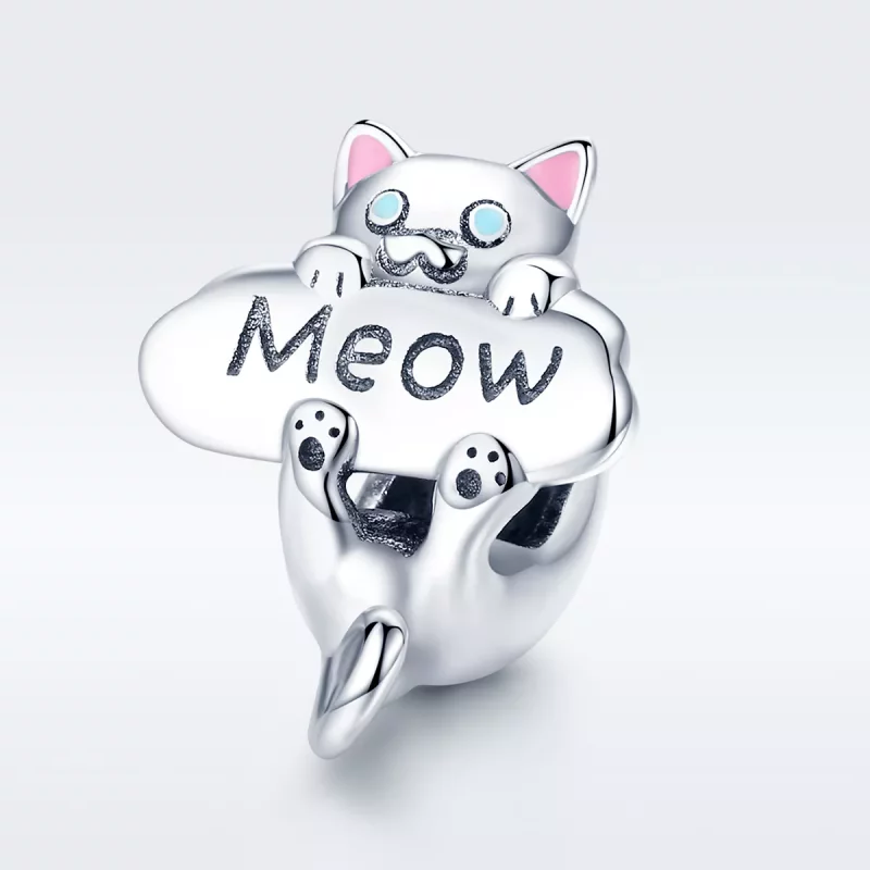 (imagen para) Charm de Frasco de Perfume de Gato Travieso de Plata Estilo Pandora - SCC874 - Ver 5