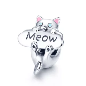 (imagen para) Charm de Frasco de Perfume de Gato Travieso de Plata Estilo Pandora - SCC874