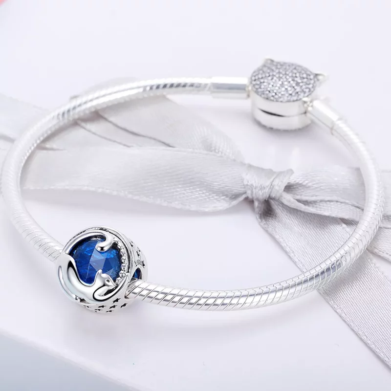(imagen para) Charm de Gato Juguetón de Plata con Estilo Pandora - SCC708 - Ver 4