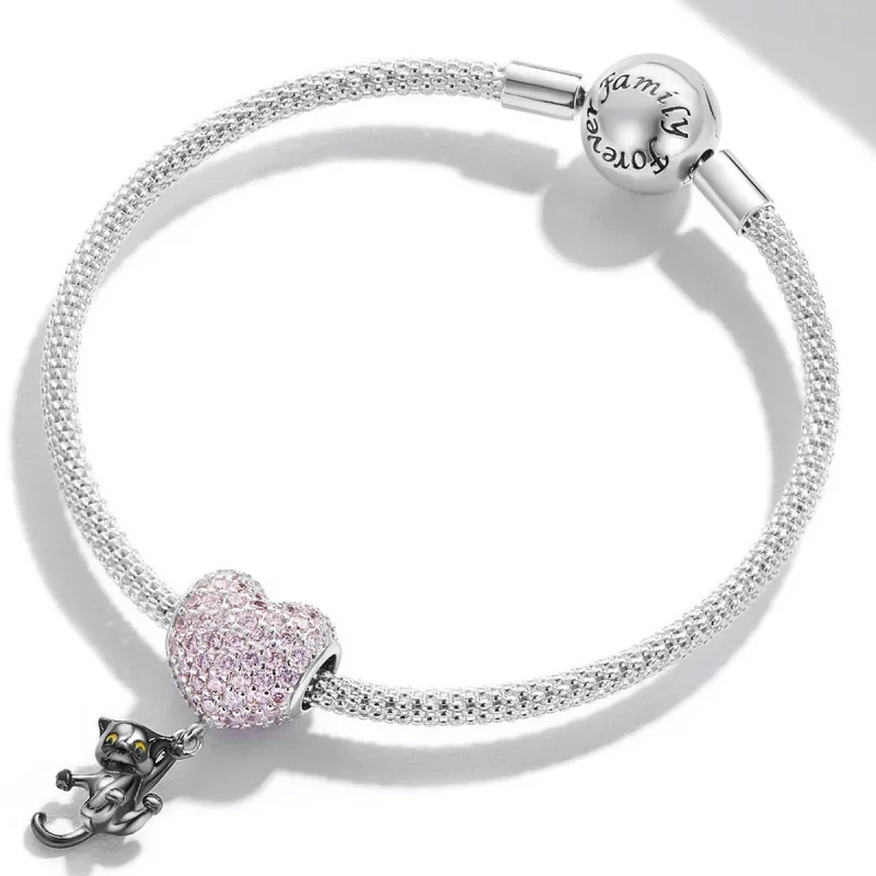 (imagen para) Charm de Gato Negro en Forma de Globo de Amor Estilo Pandora - SCC2115 - Ver 3