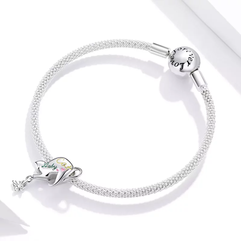 (imagen para) Charm de gato travieso de plata estilo Pandora - SCC1678 - Ver 3