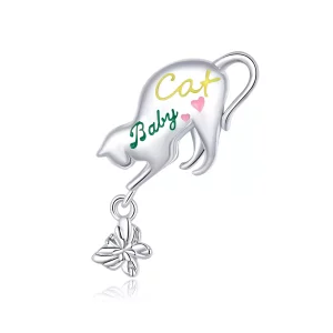 (imagen para) Charm de gato travieso de plata estilo Pandora - SCC1678