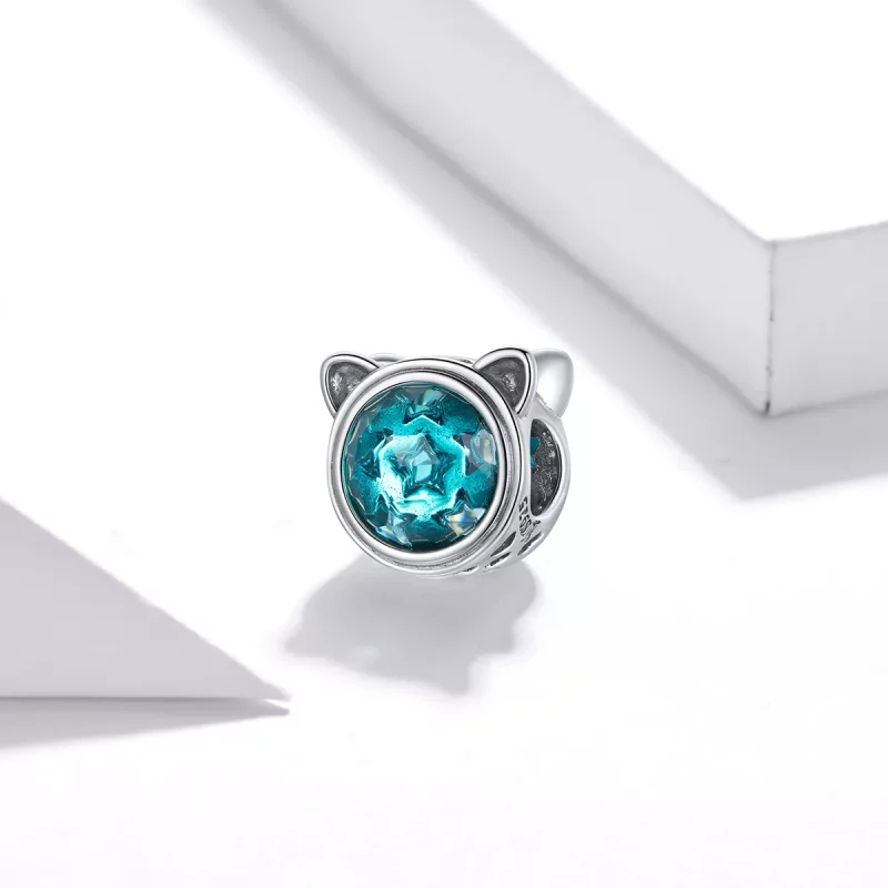 (imagen para) Charm de Gato Turquesa de Estilo Pandora en Plata - SCC1800 - Ver 2