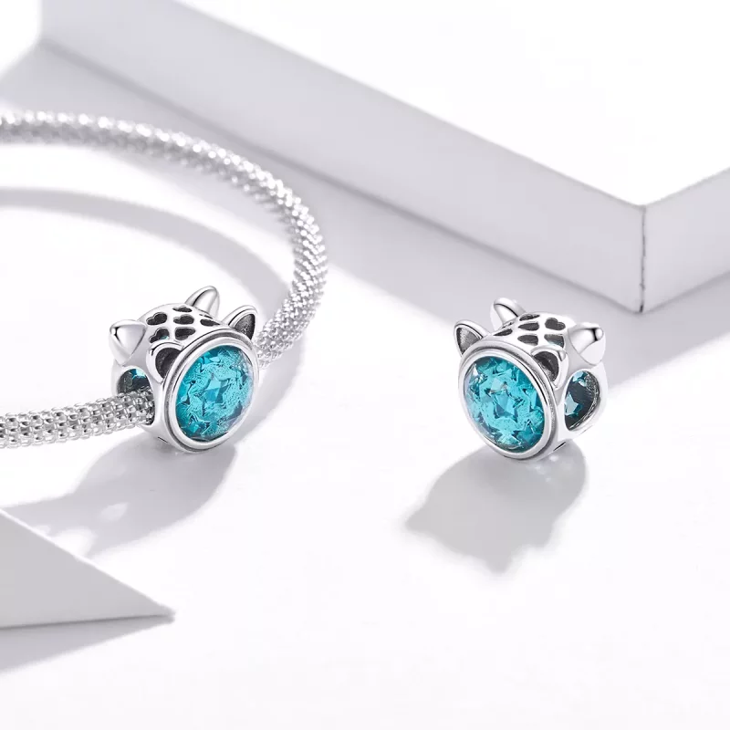 (imagen para) Charm de Gato Turquesa de Estilo Pandora en Plata - SCC1800 - Ver 4