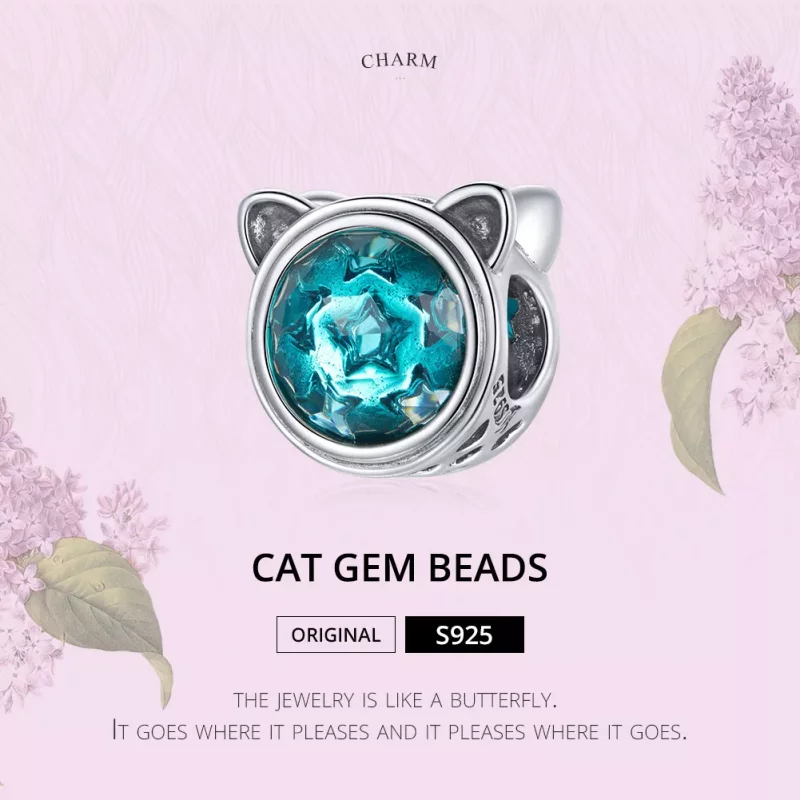 (imagen para) Charm de Gato Turquesa de Estilo Pandora en Plata - SCC1800 - Ver 6