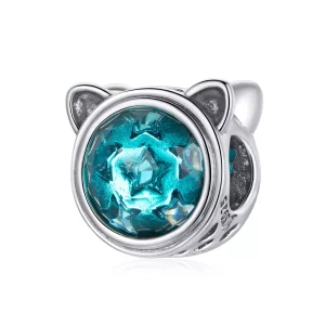 (imagen para) Charm de Gato Turquesa de Estilo Pandora en Plata - SCC1800