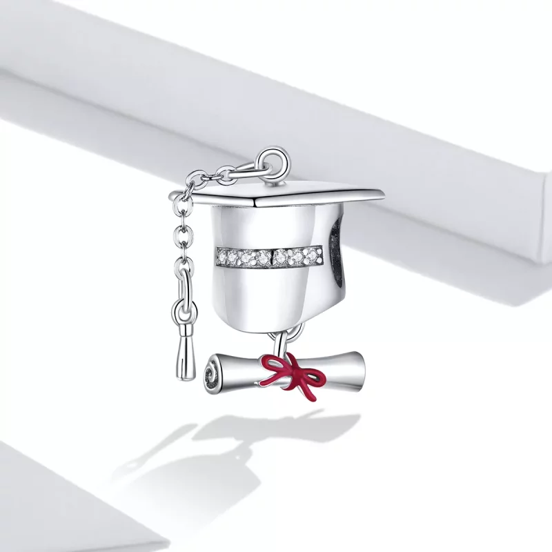 (imagen para) Charm de graduación universitaria en plata estilo Pandora - BSC357 - Ver 2