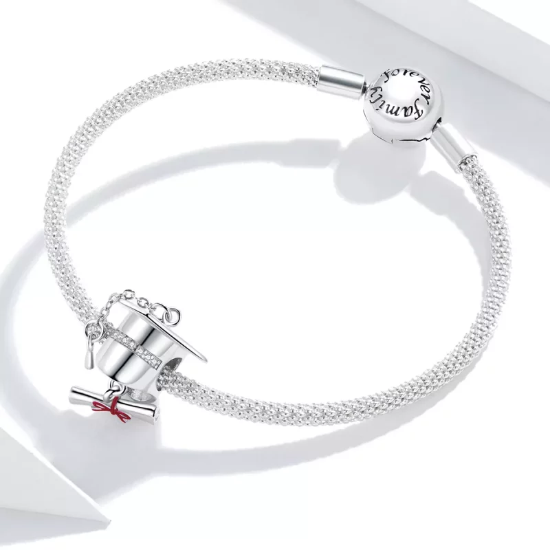 (imagen para) Charm de graduación universitaria en plata estilo Pandora - BSC357 - Ver 3