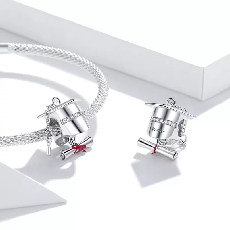 (imagen para) Charm de graduación universitaria en plata estilo Pandora - BSC357 - Ver 4