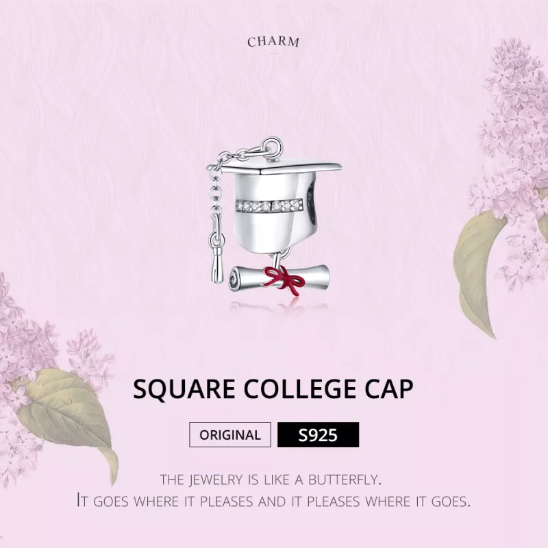 (imagen para) Charm de graduación universitaria en plata estilo Pandora - BSC357 - Ver 6