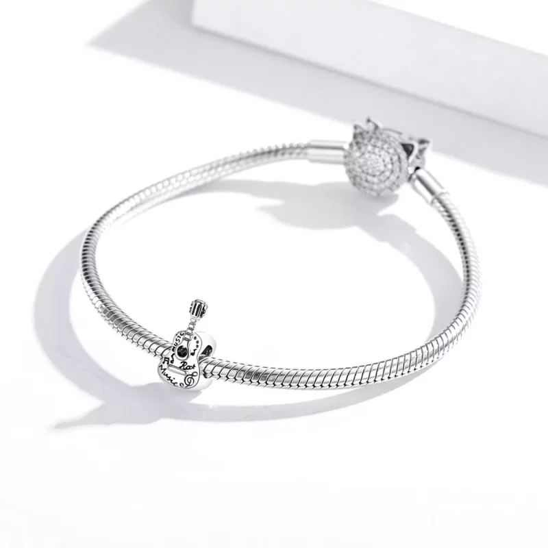 (imagen para) Charm de guitarra plateado y sencillo estilo Pandora - SCC1708 - Ver 3