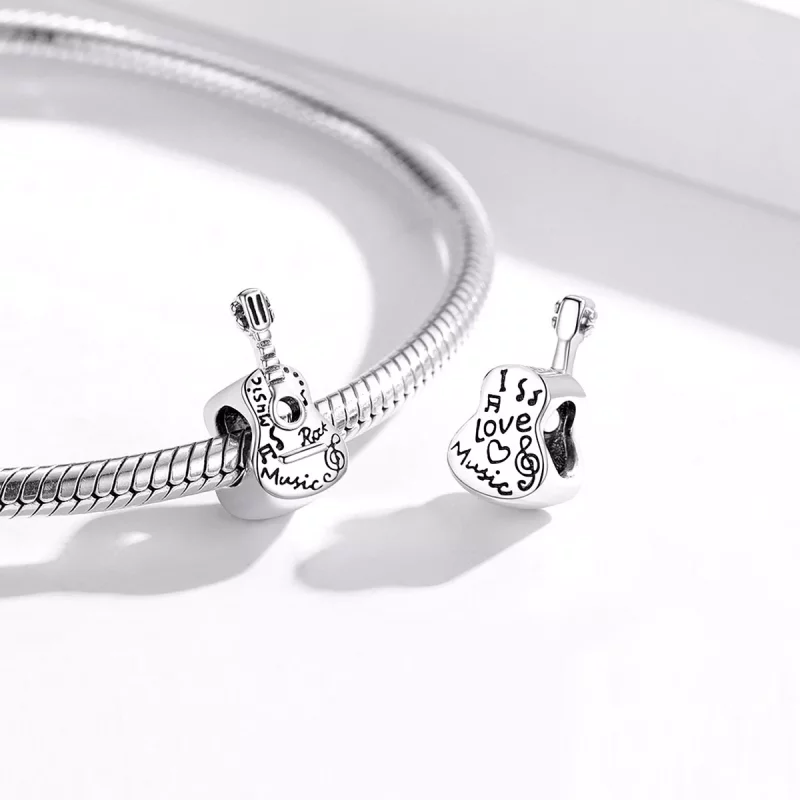 (imagen para) Charm de guitarra plateado y sencillo estilo Pandora - SCC1708 - Ver 4