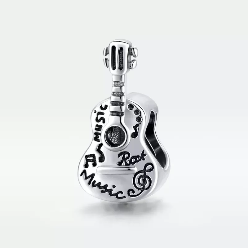 (imagen para) Charm de guitarra plateado y sencillo estilo Pandora - SCC1708 - Ver 5