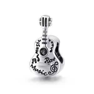 (imagen para) Charm de guitarra plateado y sencillo estilo Pandora - SCC1708
