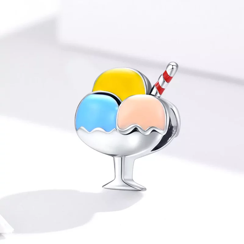 (imagen para) Charm de Helado de Tres Colores en Plata con Estilo Pandora - SCC1532 - Ver 2