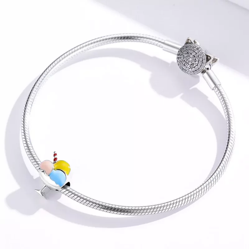 (imagen para) Charm de Helado de Tres Colores en Plata con Estilo Pandora - SCC1532 - Ver 3