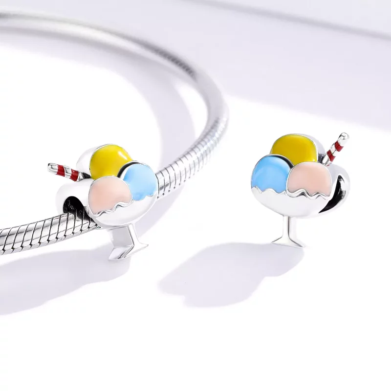 (imagen para) Charm de Helado de Tres Colores en Plata con Estilo Pandora - SCC1532 - Ver 4