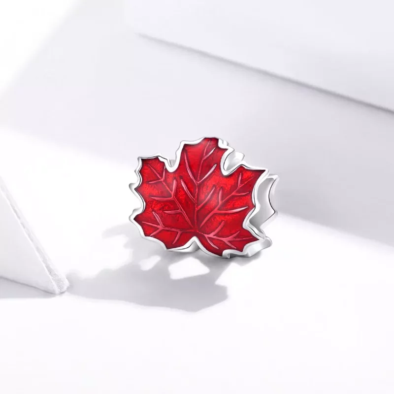 (imagen para) Charm de hoja de arce plateada estilo Pandora - BSC335 - Ver 2