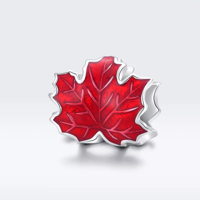 (imagen para) Charm de hoja de arce plateada estilo Pandora - BSC335 - Ver 5