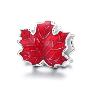 (imagen para) Charm de hoja de arce plateada estilo Pandora - BSC335