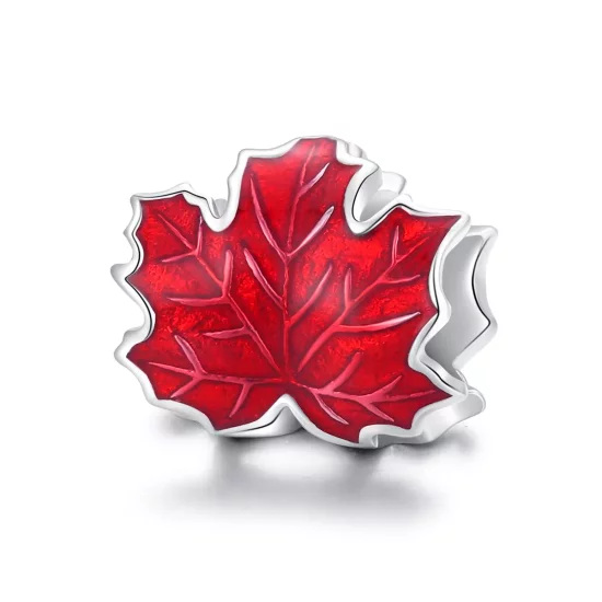 (imagen para) Charm de hoja de arce plateada estilo Pandora - BSC335