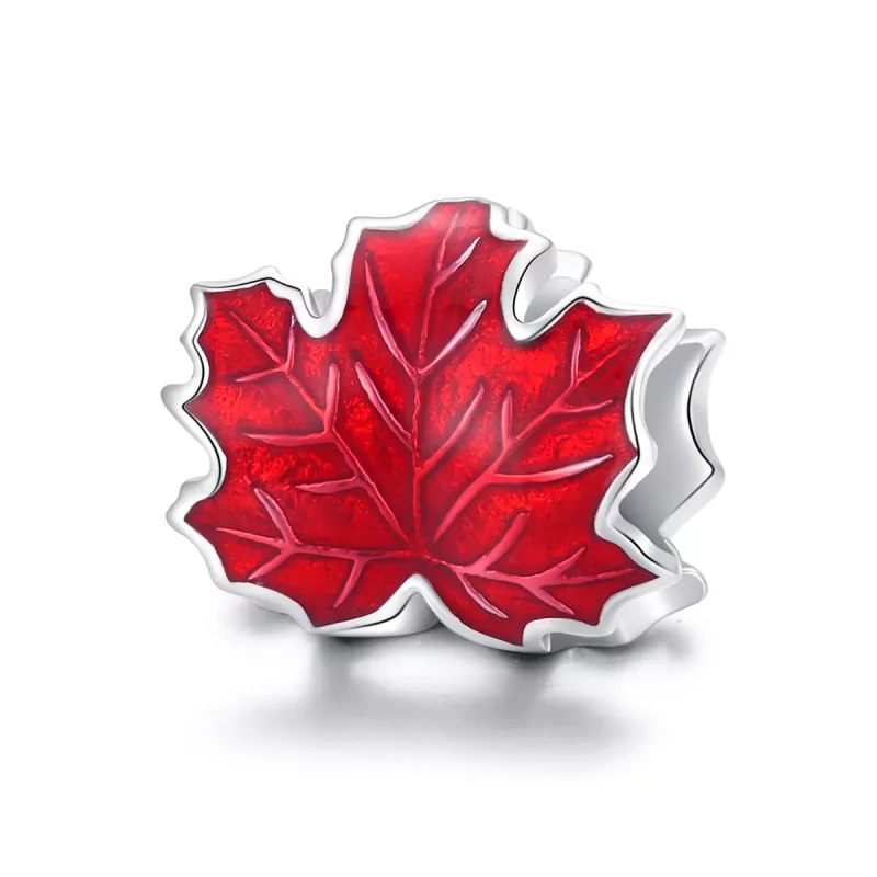 (imagen para) Charm de hoja de arce plateada estilo Pandora - BSC335