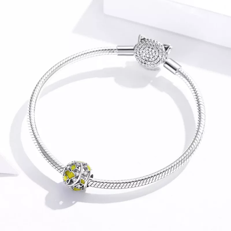 (imagen para) Charm de hojas de ginkgo elegante en estilo Pandora de plata - BSC334 - Ver 3