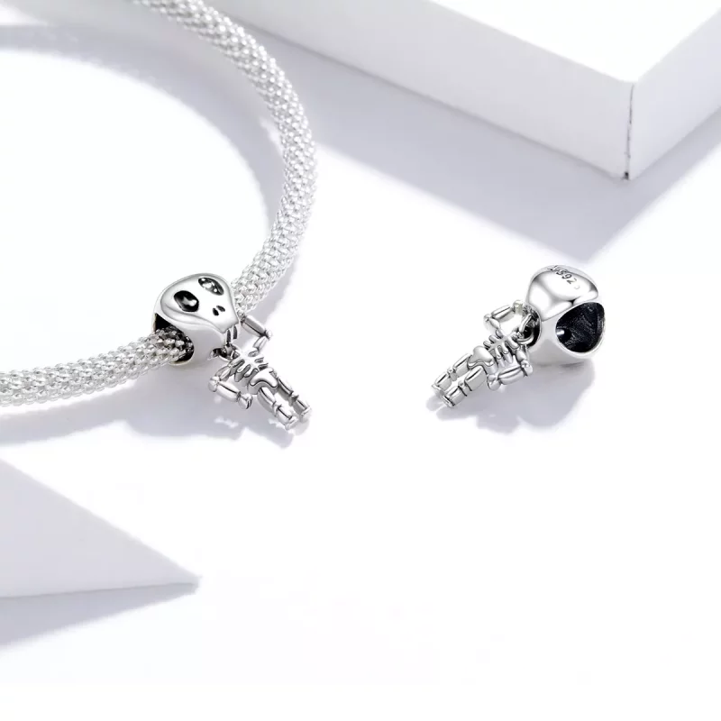 (imagen para) Charm de Hombre Calavera de Halloween de Plata Estilo Pandora - SCC1617 - Ver 4