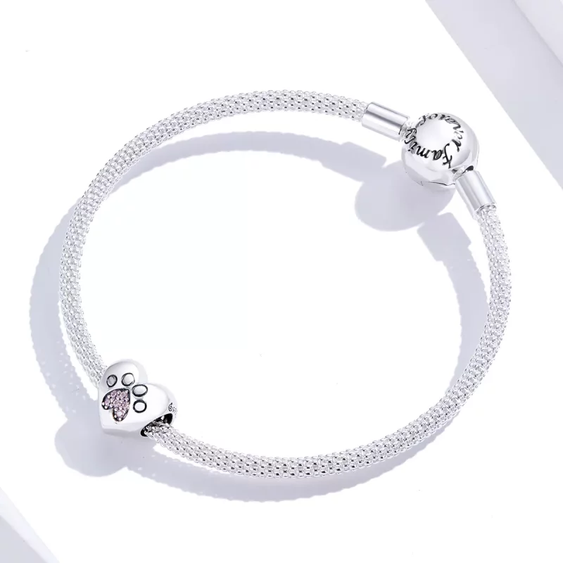 (imagen para) Charm de huellas de mascota en plata estilo Pandora - BSC209 - Ver 2